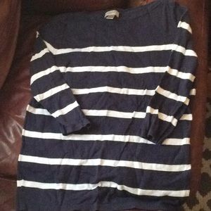 Boat neck navy and white striped shirt!